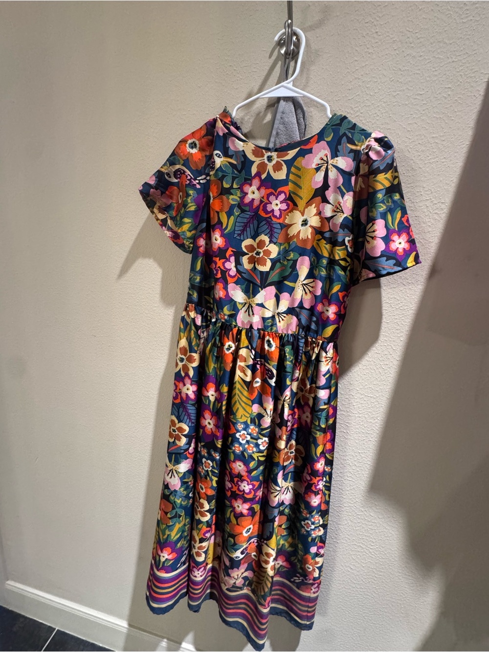 Boheme Floral Short-Sleeve Midi Dress in Multicolor